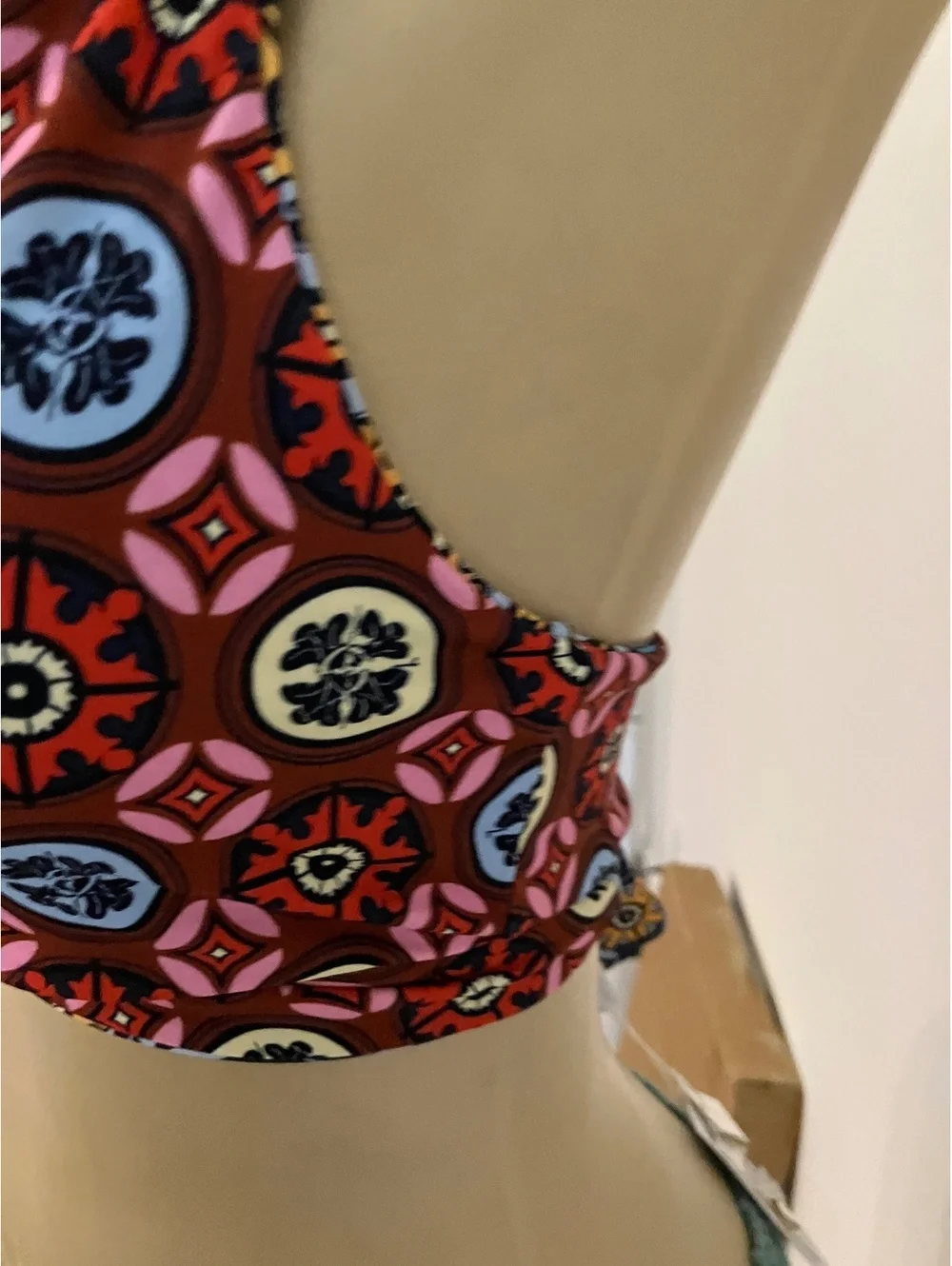 NWT Derek Lam 10 Crosby  Reversible Halter Bikini Top with Geometric Print
